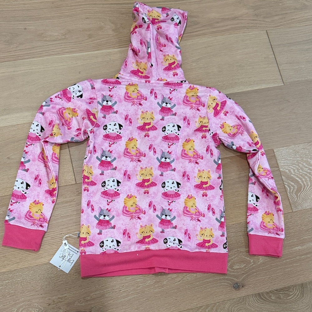 NWT Birdie Bean Pink Ballet Girls Zip Up Jacket with Hood size 7-8 - Picture 7 of 9